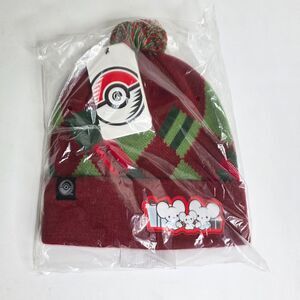 Pokémon Center Mousehold Pokemon Holiday Red Knit Beanie One Size Adult - NEW